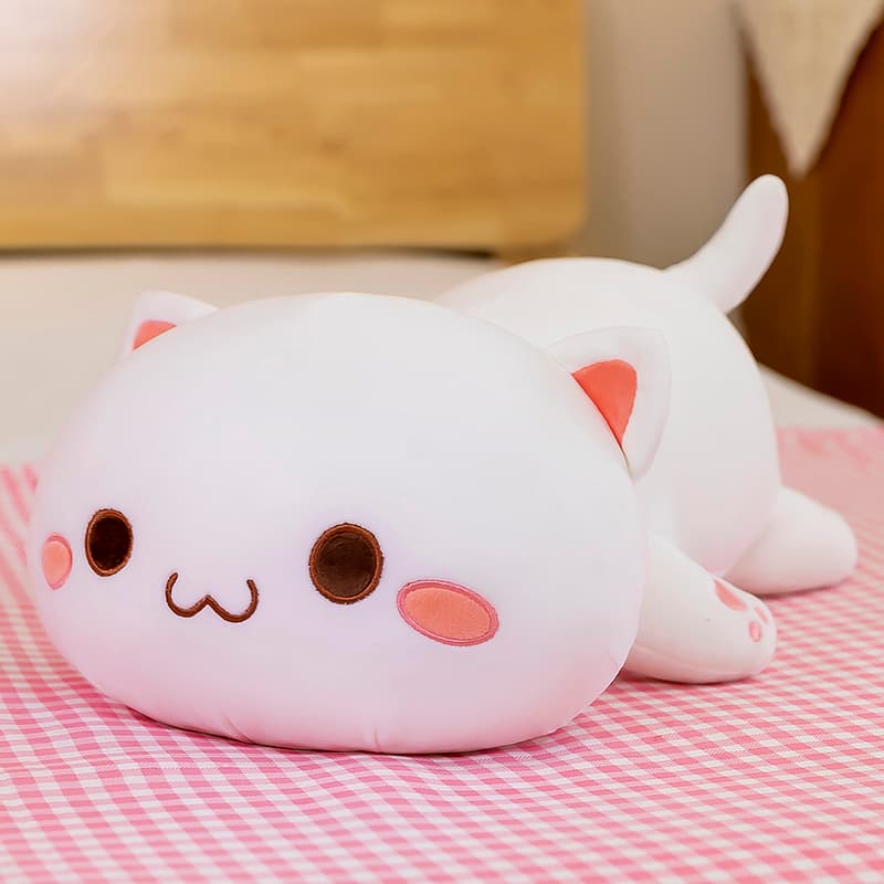 猫ぬいぐるみ 白色 もちもち猫まくら ゆめごこち