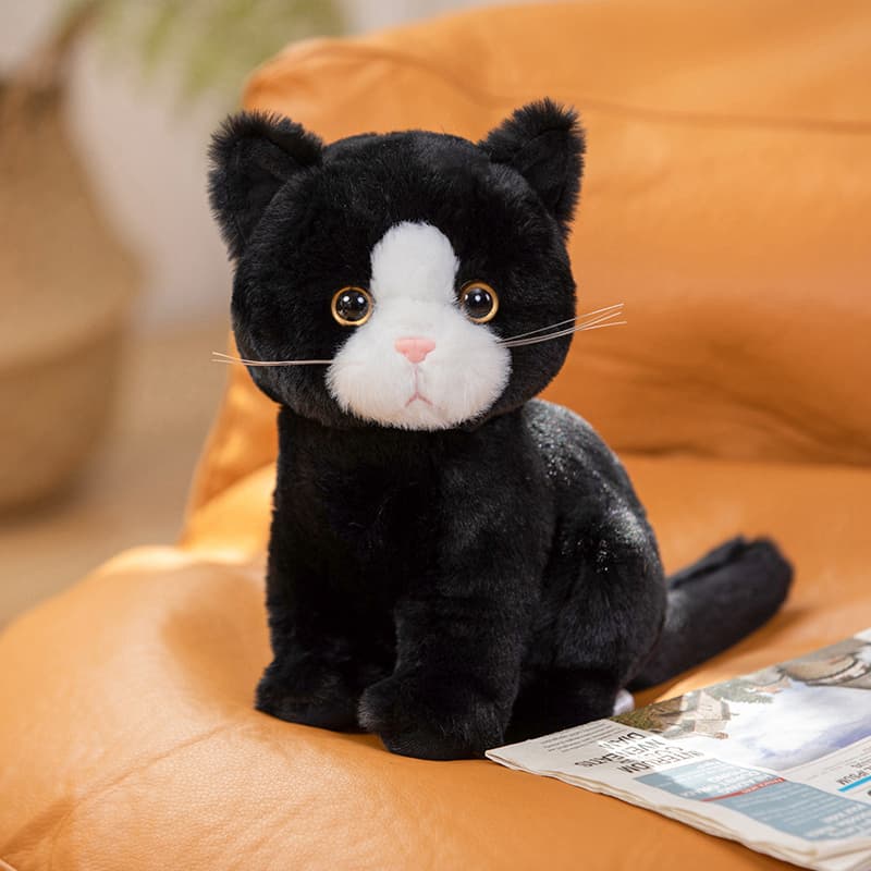 猫ぬいぐるみ 黒猫 まんまる瞳の夜ふくろう猫ぬいぐるみ