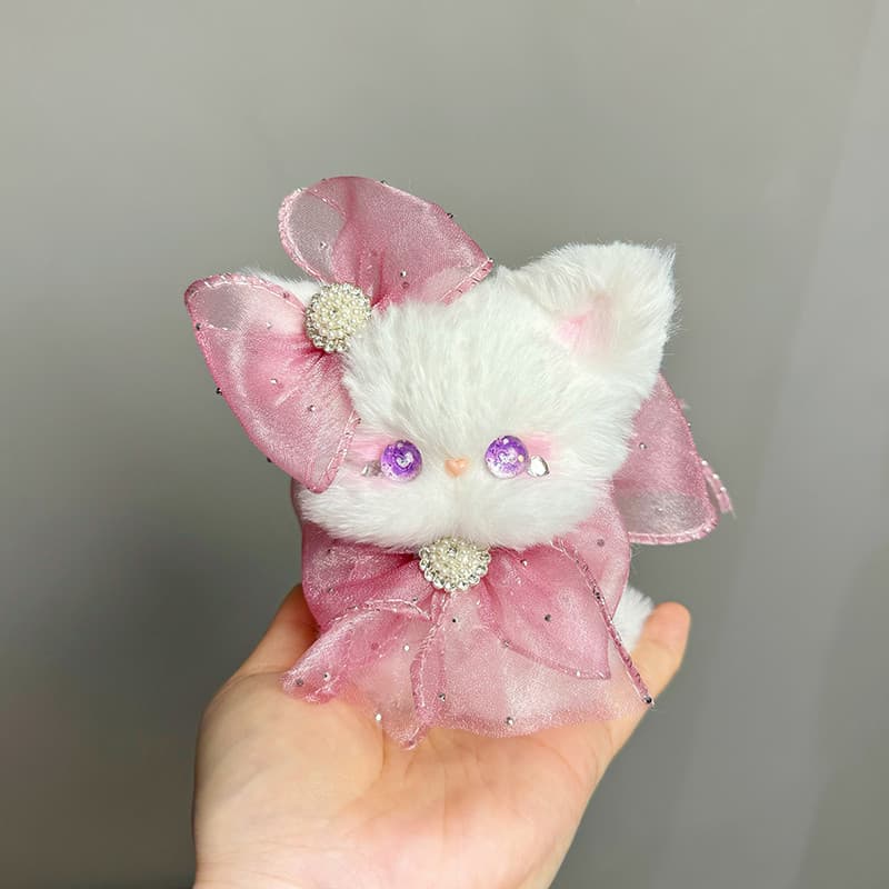 猫ぬいぐるみ 白色 きらめき姫のふわもこ子猫