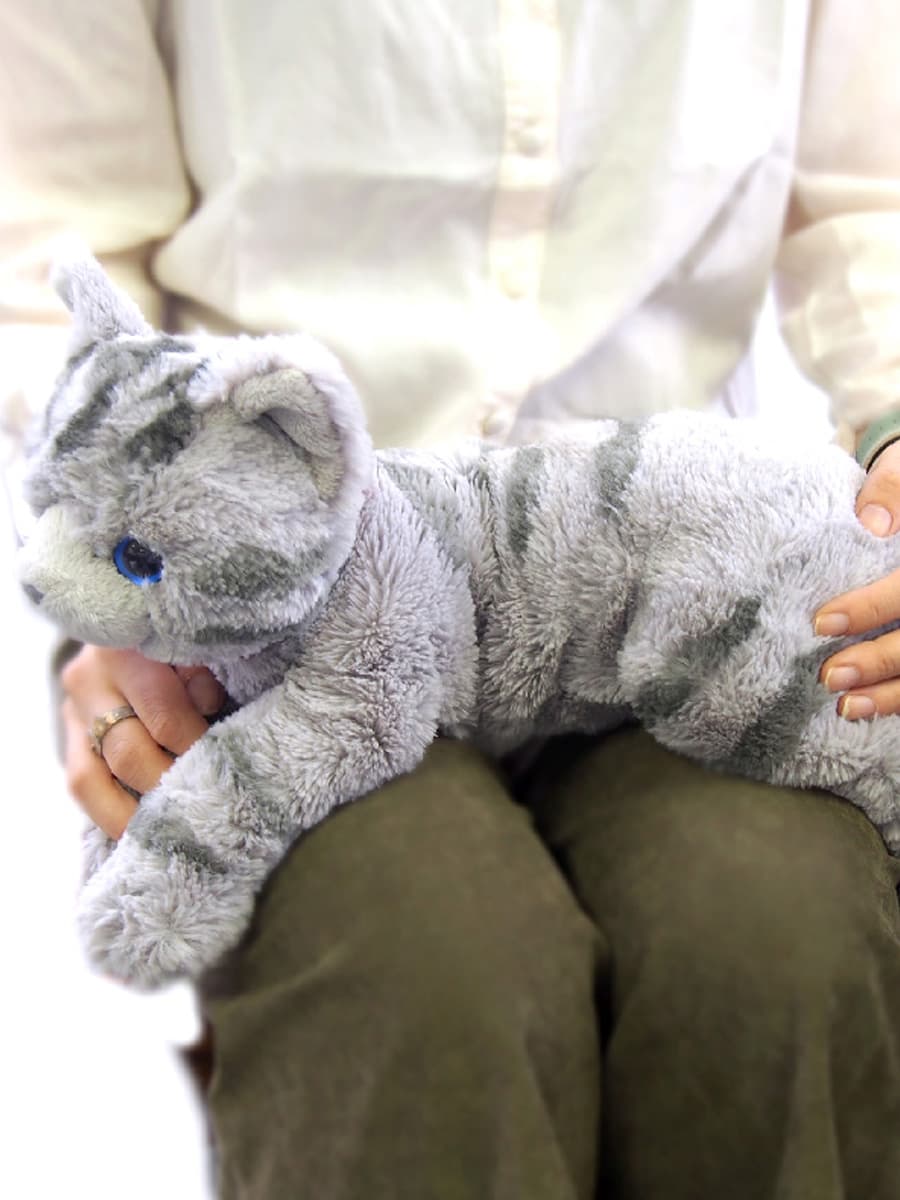 猫ぬいぐるみ グレー もふもふリアル子猫のぬいぐるみ