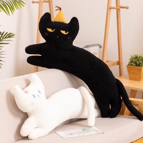 猫ぬいぐるみ 白色 もちもち抱き猫クッション