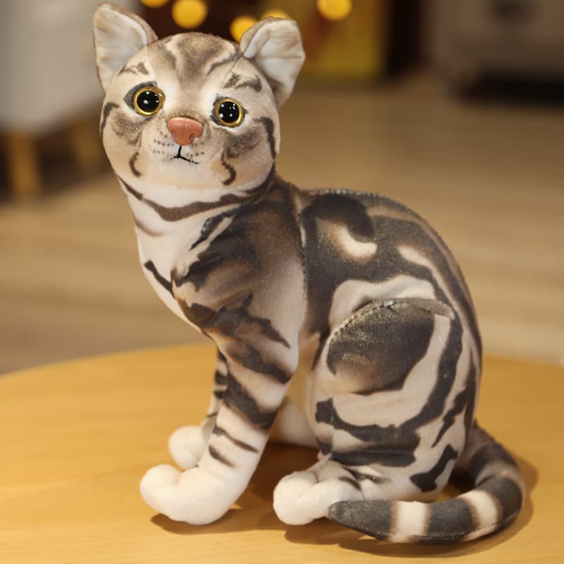 猫ぬいぐるみ ふわふわ縞模様猫ぬいぐるみ寝そべりタイプ