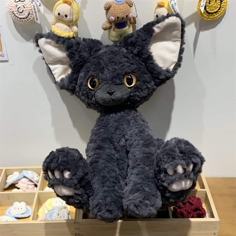 猫ぬいぐるみ 黒猫 もふもふ耳の妖精ねこぬいぐるみ