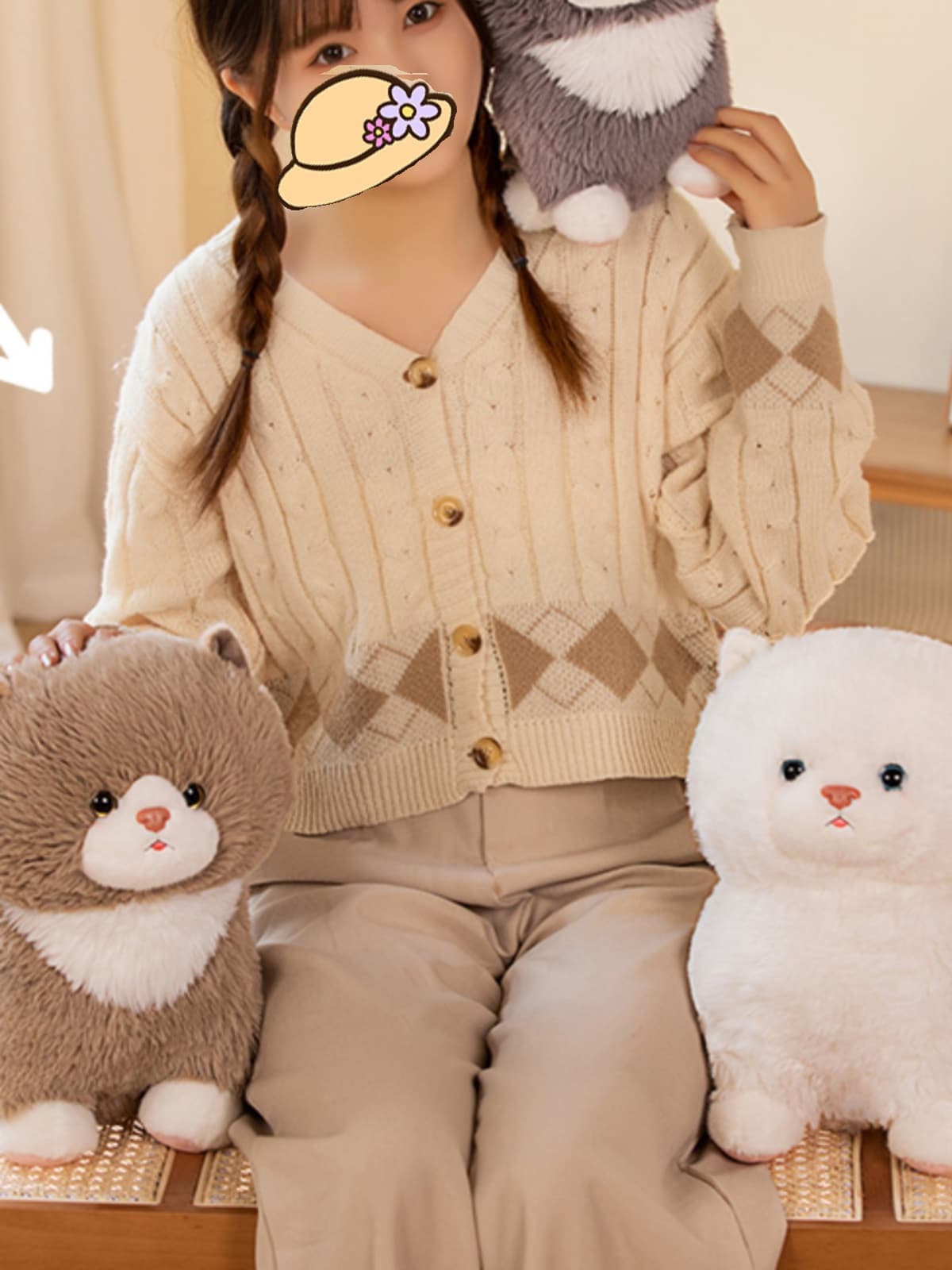 猫ぬいぐるみ ふわふわ子猫のおすわりぬいぐるみ