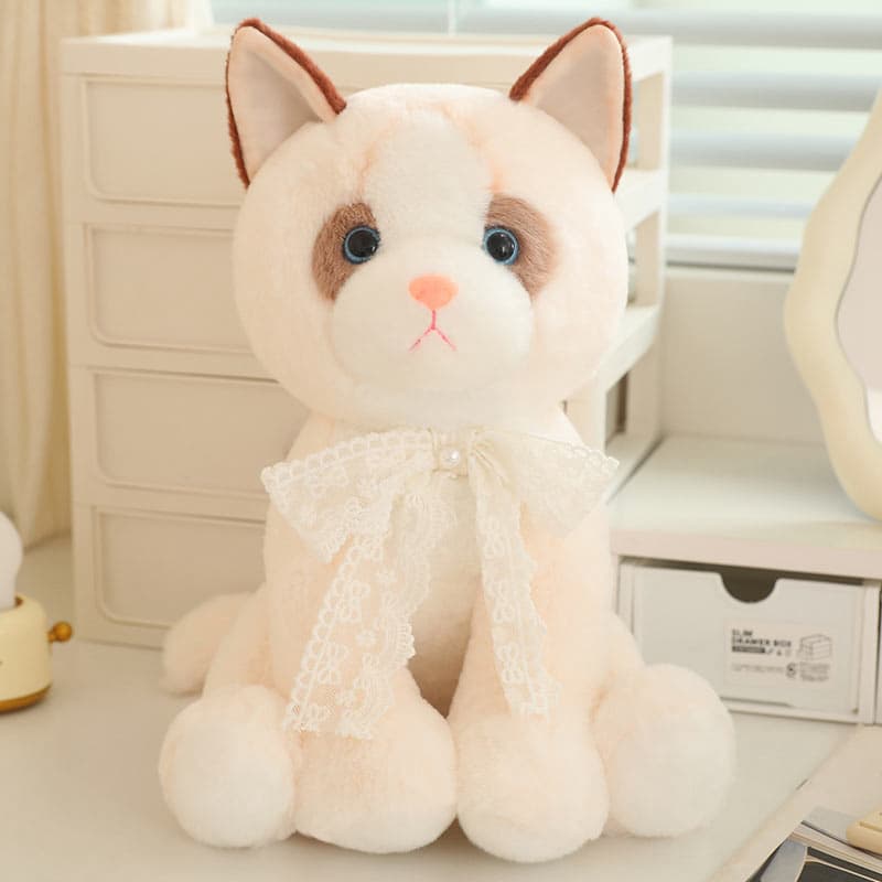 猫ぬいぐるみ 白色 優雅な子猫のぬいぐるみ