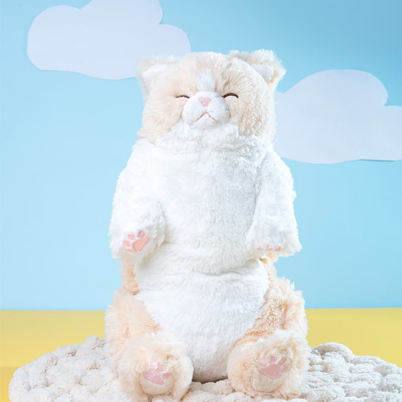 猫ぬいぐるみ 茶色 おやすみねこ 癒しのもふもふぬいぐるみ