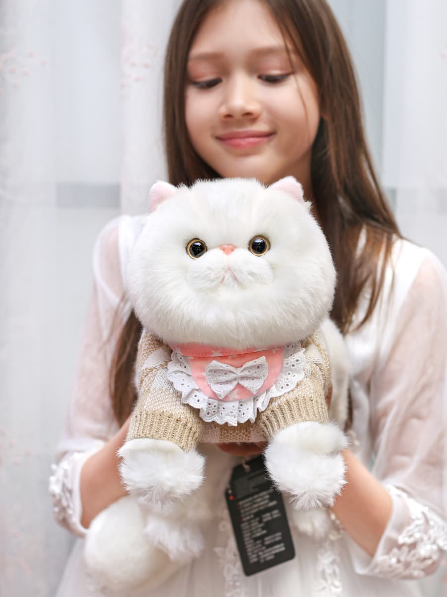 猫ぬいぐるみ 白色 ふわもこ天使の抱きぐるみ