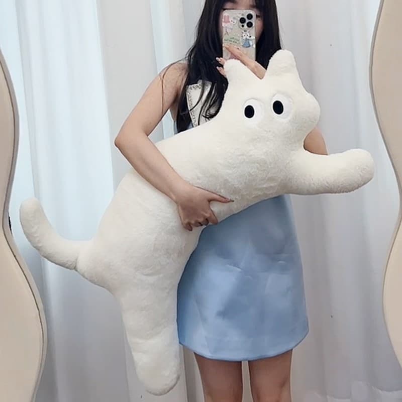 猫ぬいぐるみ 白色 もちもち抱き猫 ふわふわ大きいぬいぐるみ