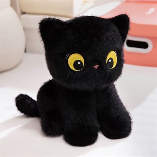猫ぬいぐるみ 黒猫 まんまる目の黒猫ぬいぐるみ