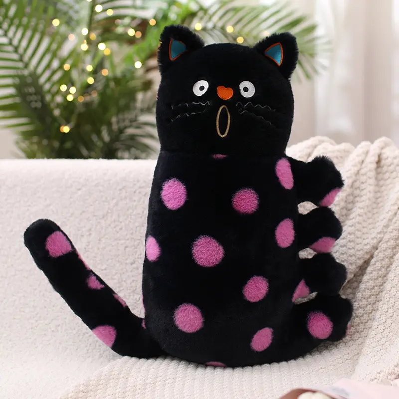 猫ぬいぐるみ 黒猫 もぐもぐ水玉黒猫ぬいぐるみ