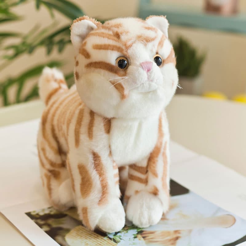 猫ぬいぐるみ グレー もふもふ縞模様ぬいぐるみ