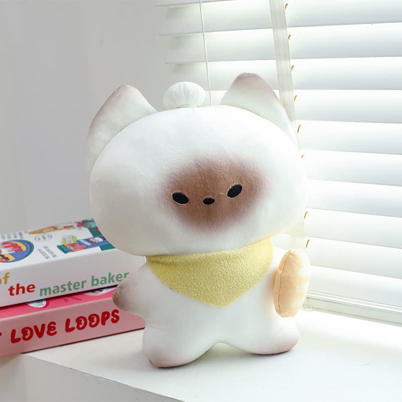 猫ぬいぐるみ 白色 もふもふ福耳おばけ猫ぬいぐるみ