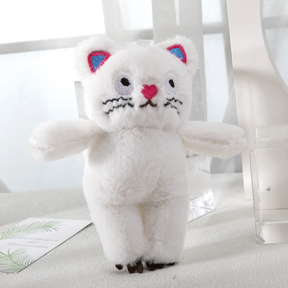 ふわもこ刺繍顔立ち愛らしい黒猫ぬいぐるみ