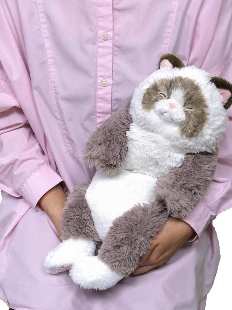 猫ぬいぐるみ グレー もふもふ夢ねこ ぬくぬく抱きまくら