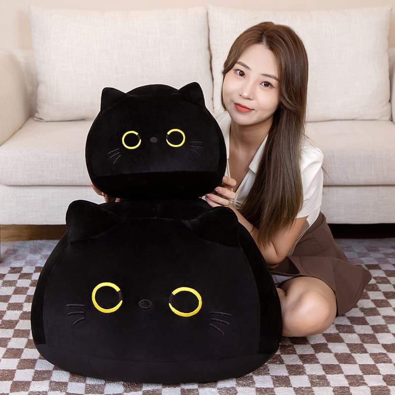まんまる黒猫ぬいぐるみ 黒猫 もちもちぬいぐるみ