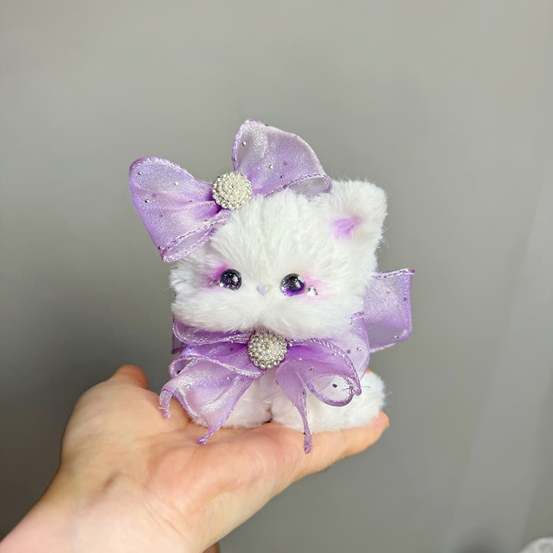 猫ぬいぐるみ 白色 きらめき姫のふわもこ子猫