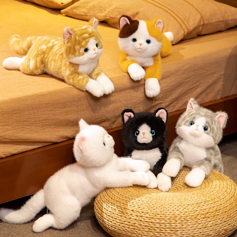 猫ぬいぐるみ グレー ふわもふ夢猫 青い瞳の癒し子