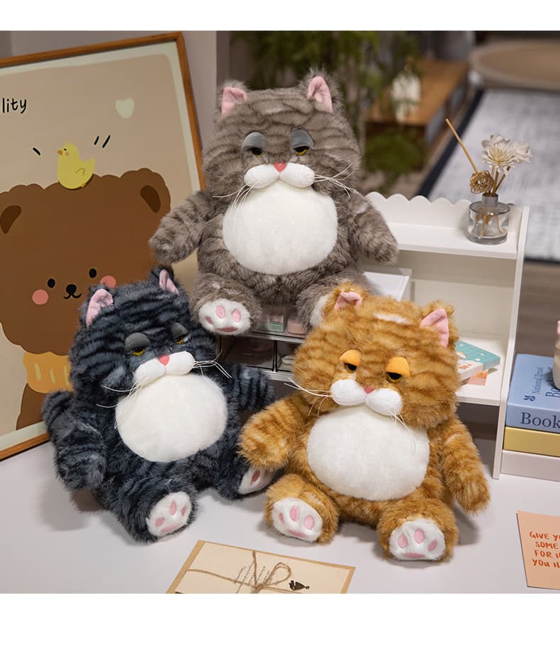 猫ぬいぐるみ 茶色 ふわもこまんまる猫ちゃん