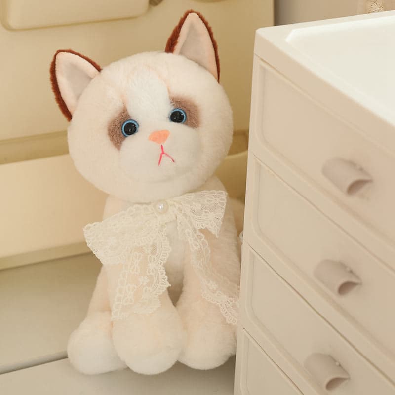 猫ぬいぐるみ 白色 優雅な子猫のぬいぐるみ