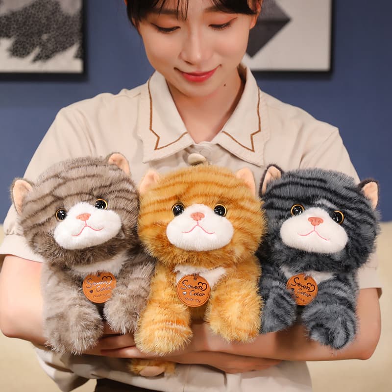 猫ぬいぐるみ グレー もふもふ招き猫ぬいぐるみ