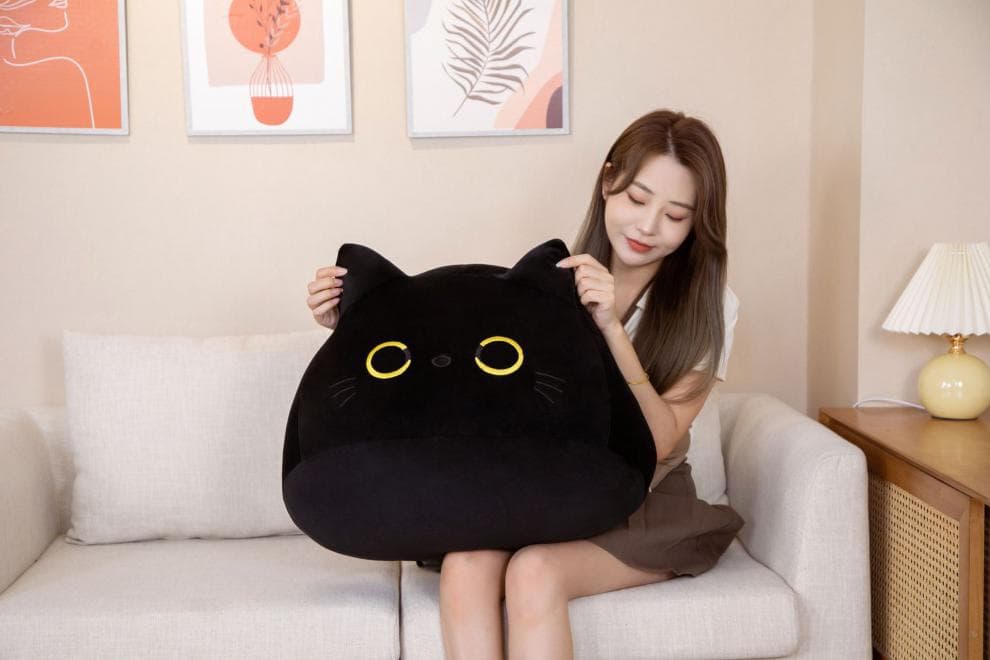 まんまる黒猫ぬいぐるみ 黒猫 もちもちぬいぐるみ