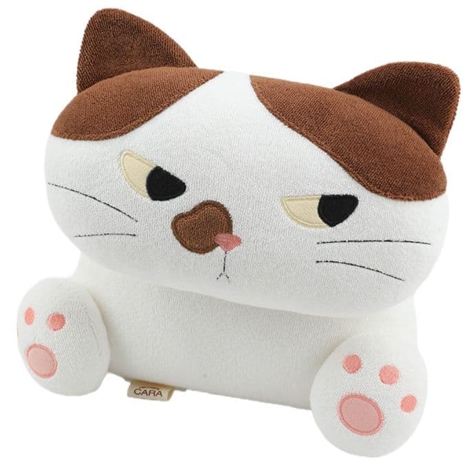 猫ぬいぐるみ 白色 まんまるふわもち むすっと子猫