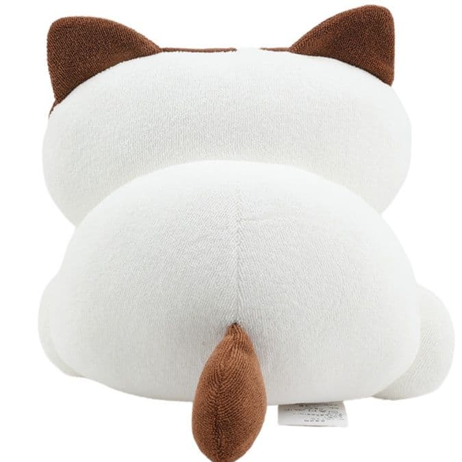 猫ぬいぐるみ 白色 まんまるふわもち むすっと子猫